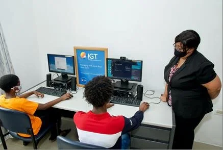 IGT Draw Coordinator Lead Leslie Ann Baxam was onsite at Jairah Boys’ (Raffa House) during the Opening Day of the IGT Coding and Robotics Rock Camp, to safely engage with these young persons while following all Covid-19 protocols.