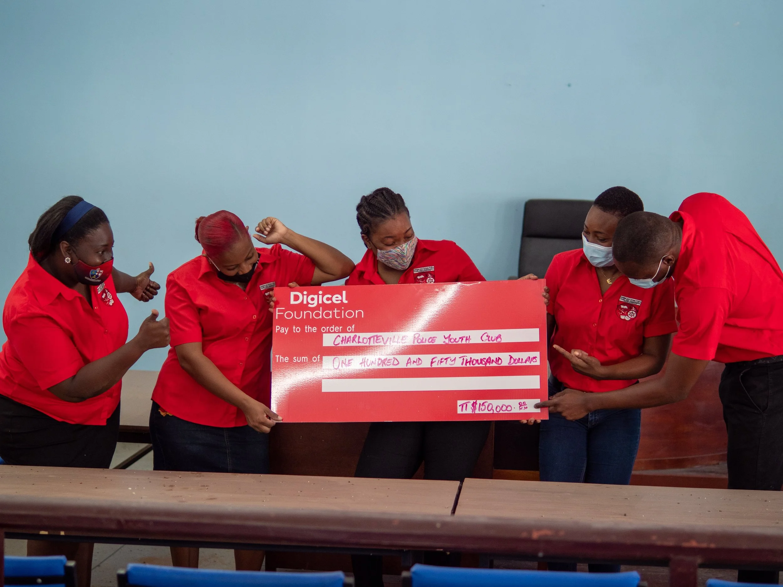 The Charlotteville Police Youth Club was thrilled to receive their cheque donation to begin work on their current building donated by the Tobago House of Assembly (THA). The space will be transformed into a youth friendly space which will be equipped with computers for an internet café, conference room, and an entrepreneurship hub, to build skills in barbering, hairdressing and other trades.
