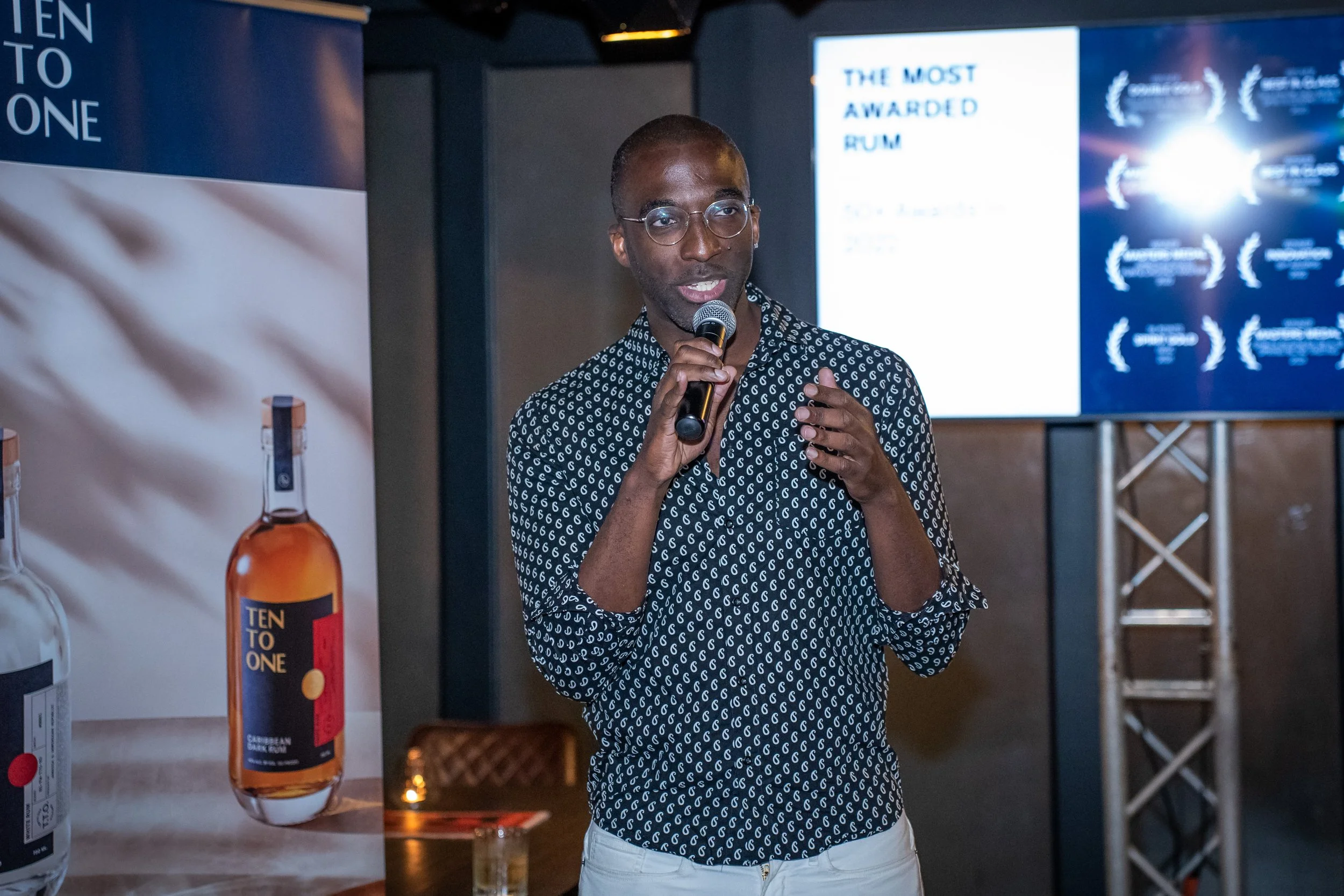 Ten to One's Founder and CEO Marc Farrell at a tasting of the award-winning Ten to One White Rum on 21 June, Arazzi, St. Clair.