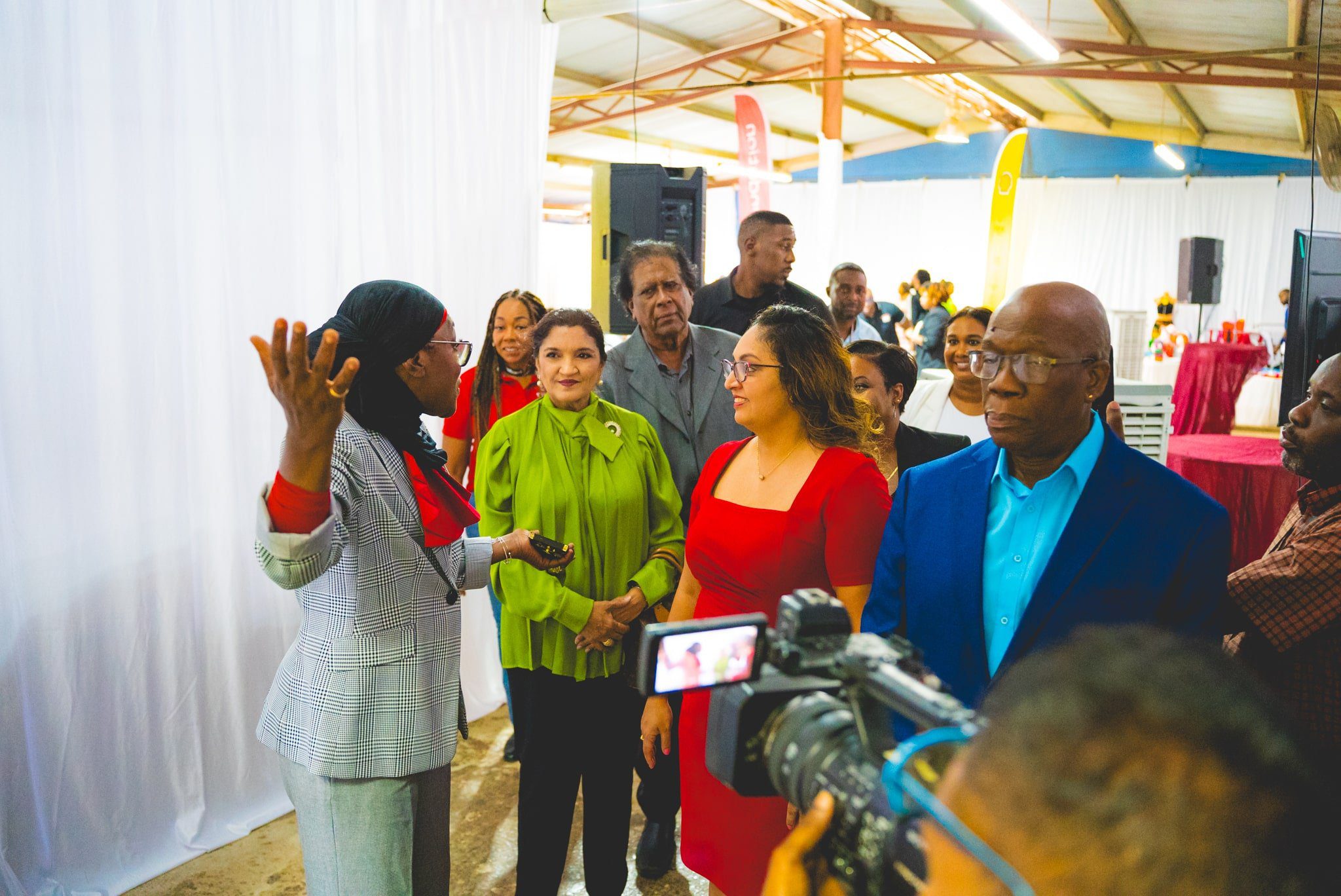 Shihan Marva John Logan, Co-Founder of the Ryu Dan Empowerment Foundation, leads representatives of the Digicel Foundation, Shell T&T, the Cunupia Business Chamber, and the National Body for Sports Martial Arts on a tour of the upgraded facilities at the Ryu Dan Dojo, Enterprise Chaguanas, on May 8th.