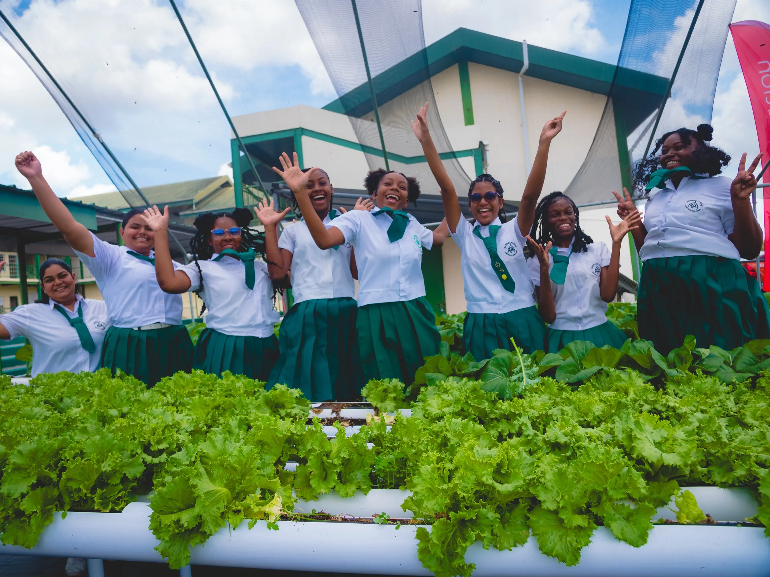ASJA Girls College Barrackpore Agriculture students celebrate a successful harvest at the school’s hydroponic greenhouse on 17 April 2024.
