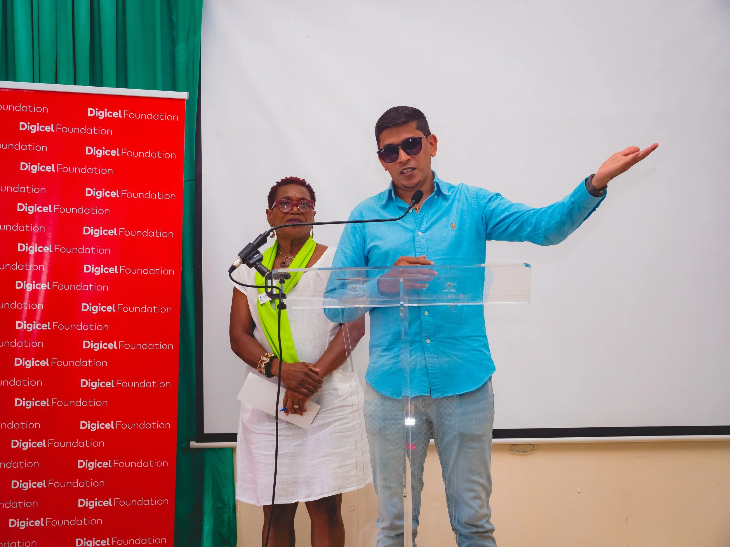 Richard Ramrattan, President of the Trinidad and Tobago Chapter of the Association of Energy Engineers, shares information on the ASJA Girls College Barrackpore drip to waste hydroponics system at the stakeholder launch on 17 April 2024.