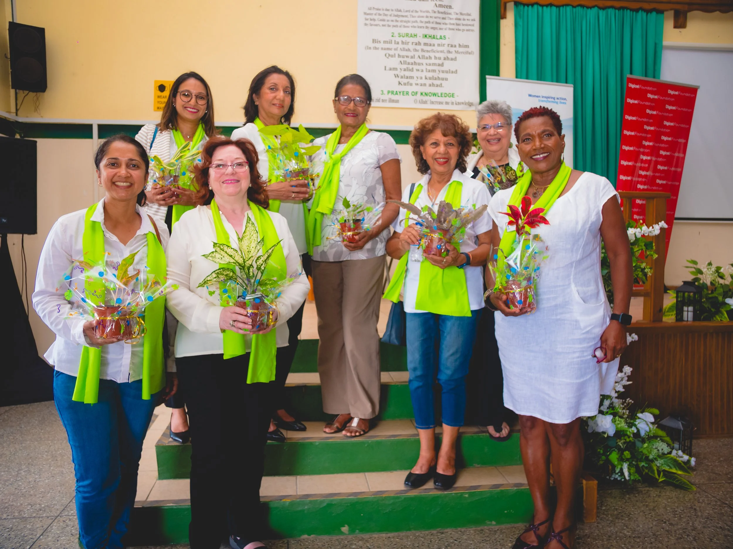 The ladies of Soroptimist International Esperance (in green scarves) celebrate the ‘sustainable harvest’ project launch with the school community at ASJA Girls College Barrackpore on 17 April 2024.