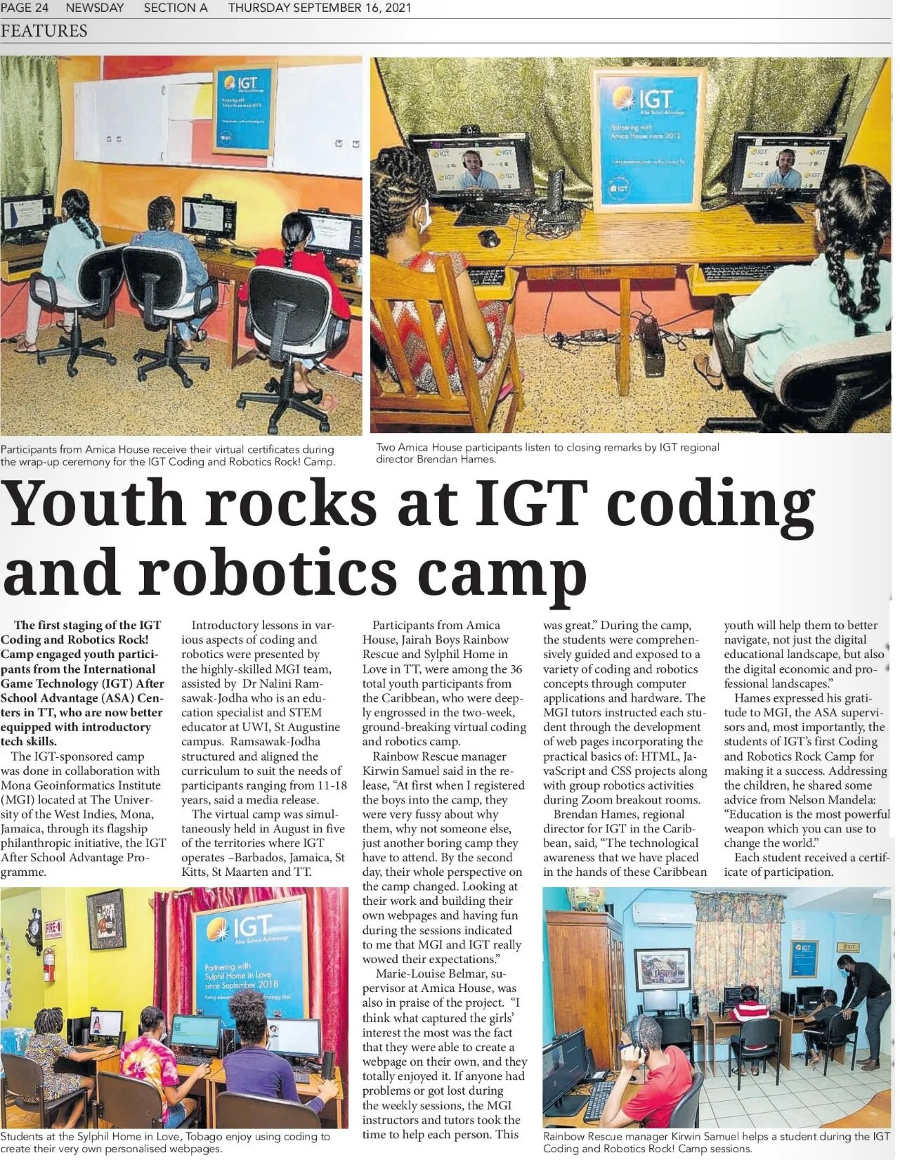 IGT Launches Innovative New Summer Camp – Coding and Robotics Rock!