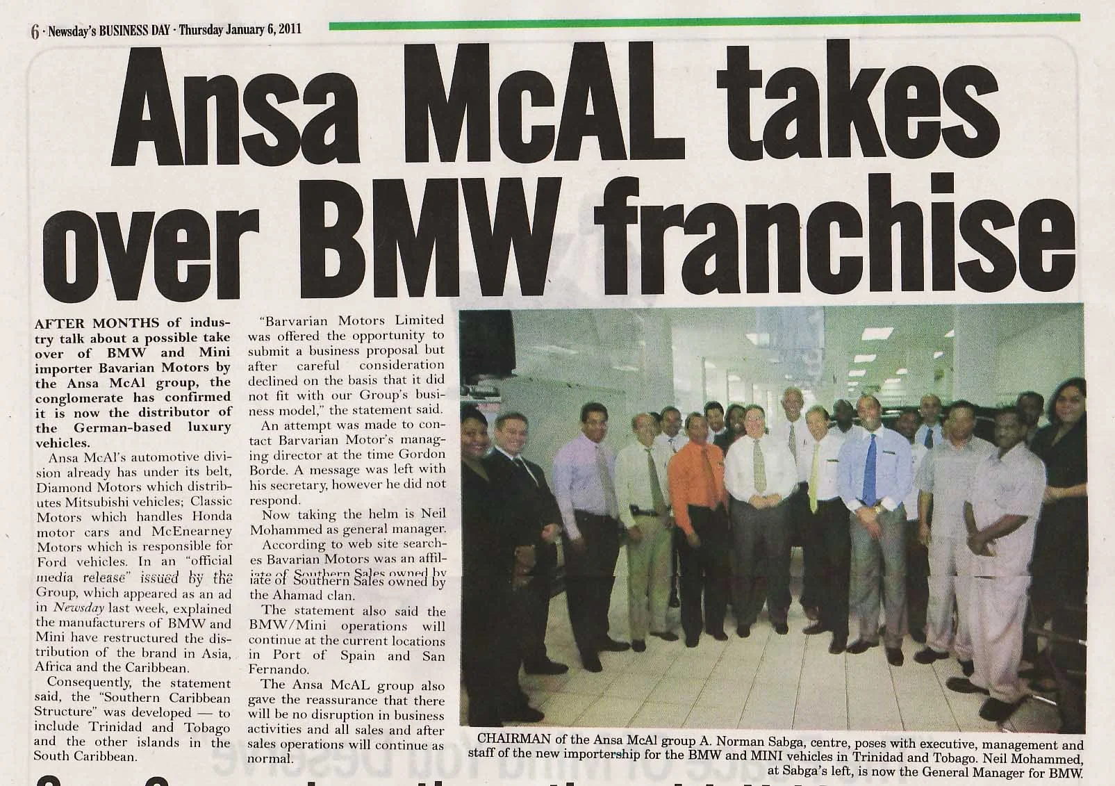 Ansa McAL takes over BMW franchise